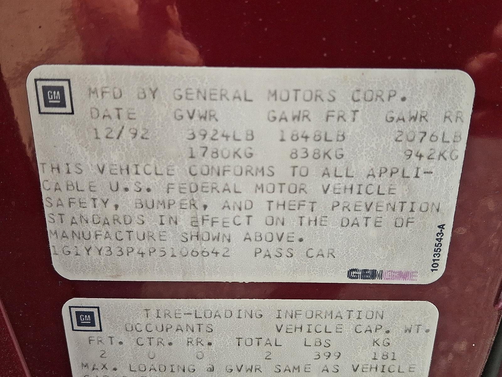 1993 Chevrolet Corvette Base
