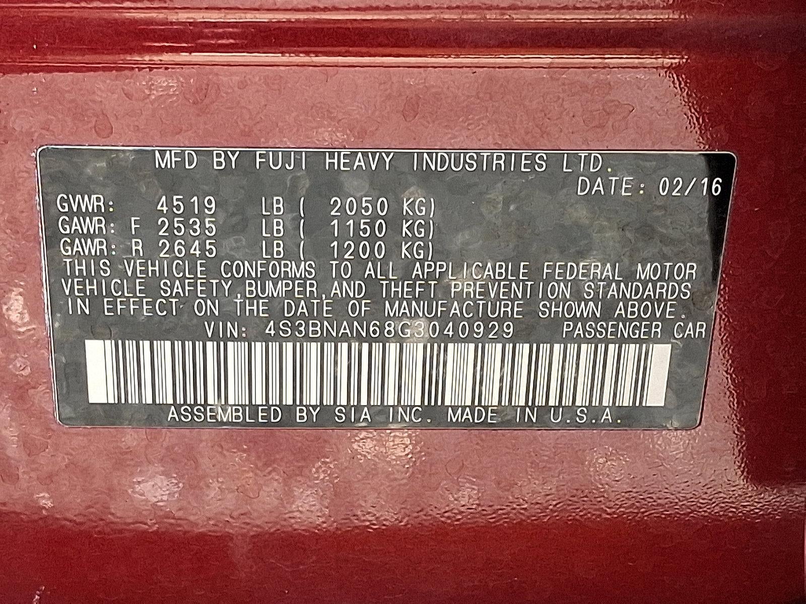 2016 Subaru Legacy 2.5i Limited