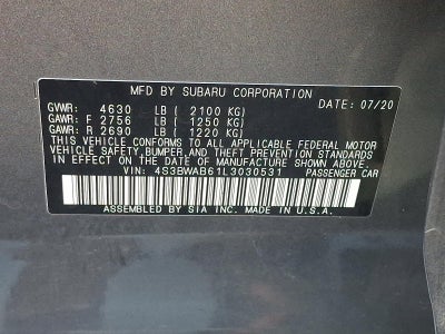 2020 Subaru Legacy CVT