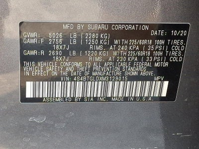 2021 Subaru Outback Onyx Edition XT CVT